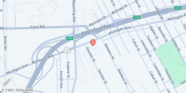 Map showing Forgotten Harvest Mobile Pantry - Michigan Avenue at 9301 Michigan Avenue, Detroit, MI