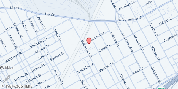 Map showing Freedom House at 1777 N Rademacher Street, Detroit, MI