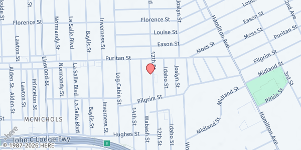 Map showing Greater Northwest C.O.G.I.C. - Food Distribution Center at 15811 Rosa Parks Blvd, Detroit, MI