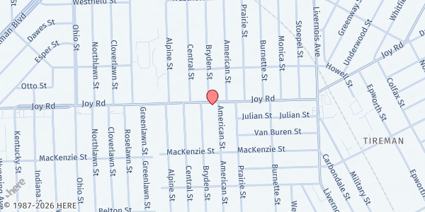 Map showing Haven of Hope at 7549 Joy Road, Detroit, MI