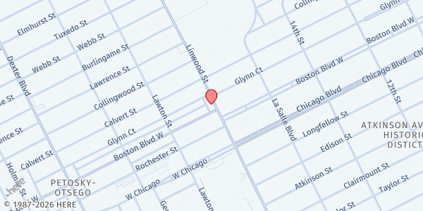 Map showing Mary Heart 2 Heart at 9901 Linwood, Detroit, MI