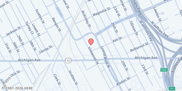 Map showing MP-Alternatives For Girls at 903 W. Grand Boulevard, Detroit, MI