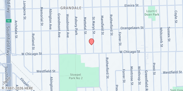 Map showing MP-Body Of Christ International at 9555 St. Mary's St., Detroit, MI