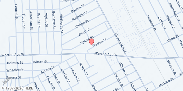 Map showing MP – Equity Alliance Mobile Pantry Location at 6602 Walton Ave, Detroit, MI