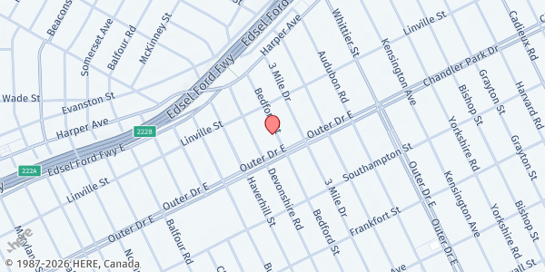 Map showing MP-Exodus Missionary at 8173 Kenney, Detroit, MI