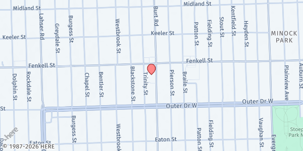 Map showing MP-Nexus Detroit at 15125 Burt Rd, Detroit, MI
