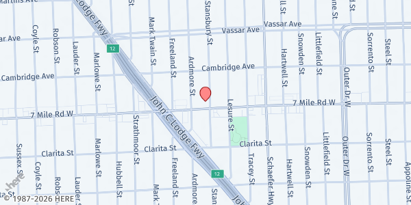 Map showing MP-Project Healthy Community – 7 Mile at 14000 West Seven Mile Road, Detroit, MI