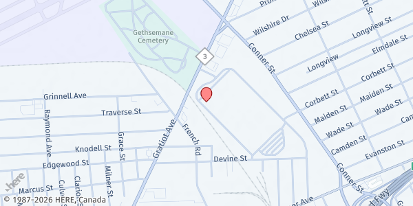 Map showing MP-Second Canaan at 9435 Hayes, Detroit, MI