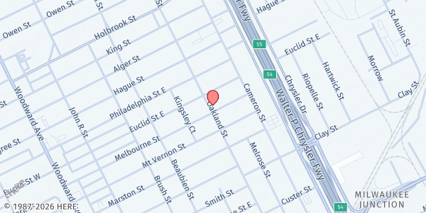 Map showing Nazarene Community Outreach at 901 Melbourne Street, Detroit, MI