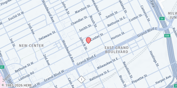 Map showing Northend Church Of God In Christ - Food Distribution Center at 234 Custer St, Detroit, MI