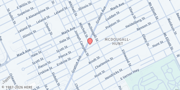 Map showing St. Vincent de Paul Society - Detroit at 3000 Gratiot Ave, Detroit, MI