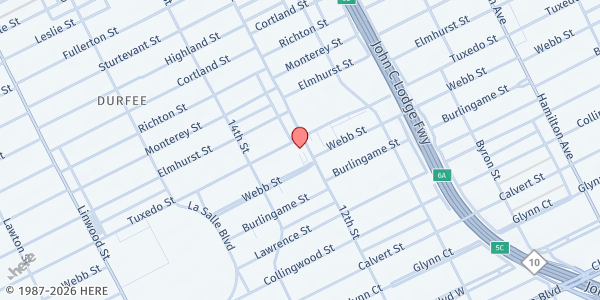 Map showing Cass Community Social Services - Food Pantry at 11745 Rosa Parks Boulevard, Dexter Linwood, MI