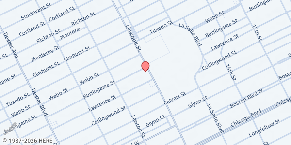 Map showing Detroit Muslim Mission @ Masjid Wali Muhammad at 11529 Linwood Street, Dexter Linwood, MI