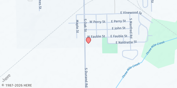 Map showing New Creation Church of Durand at 811 S Oak St, Durand, MI