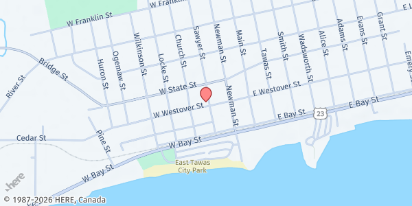 Map showing Christ Church Episcopal at 202 W Westover St, East Tawas, MI