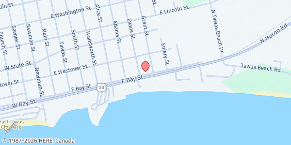 Map showing East Tawas Church Of The Nazarene - Food Distribution Center at 811 E Bay St, East Tawas, MI