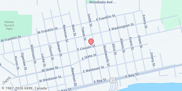 Map showing Harbor Church at 311 E Lincoln St, East Tawas, MI