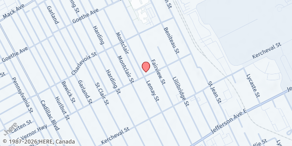 Map showing Eternal Love Fellowship at 2500 Lemay Street, East Village, MI