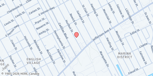 Map showing Just Love Ministry - East Village at 1510 Hurlbut Street, East Village, MI