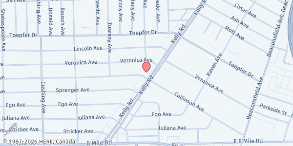 Map showing CNS Healthcare Eastpointe - Turkey Giveaway at 21331 Kelly Road, Eastpointe, MI