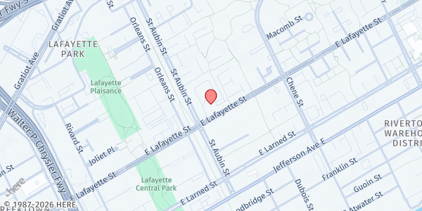 Map showing St. John Presbyterian Church at 1961 East Lafayette Street, Elmwood Park, MI