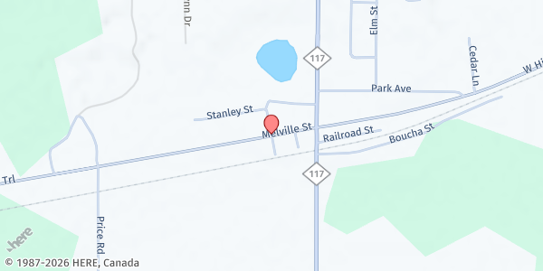 Map showing Engadine Library (Gather 2 Grow) at W13920 Melville Street, Engadine, MI