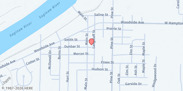 Map showing Essexville Community Church at 1001 Main St, Essexville, MI