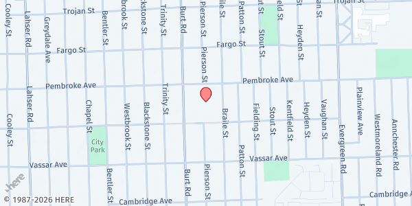 Map showing Salvation Army Brightmoor at 20775 Pembroke Avenue, Evergreen Lahser 7/8, MI