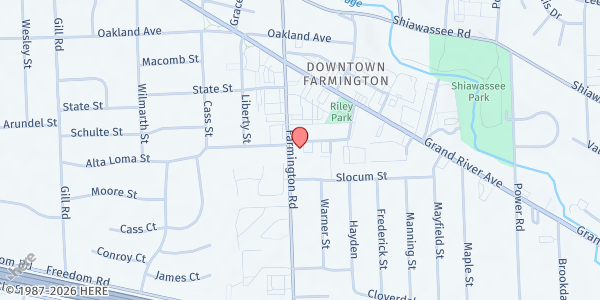 Map showing Heartfelt Harvest at 33317 Orchard St, Farmington, MI