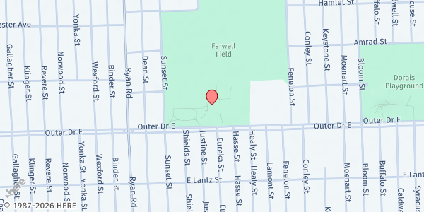 Map showing Farwell Recreation Center at 2711 Outer Drive East, Farwell, MI
