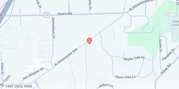 Map showing Clara's Hope at 2525 W. Shiawasee, Fenton, MI