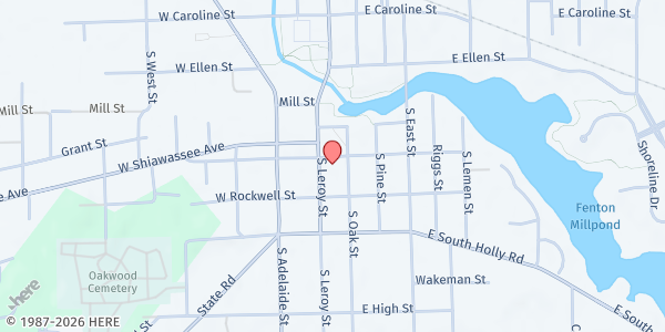 Map showing St. Judes Episcopal Church at 106 E. Elizabeth St., Fenton, MI