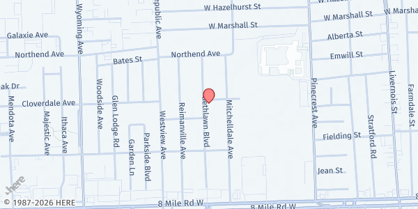 Map showing MP-Unify Detroit/Second New Hope at 21250 Bethlawn Boulevard, Ferndale, MI