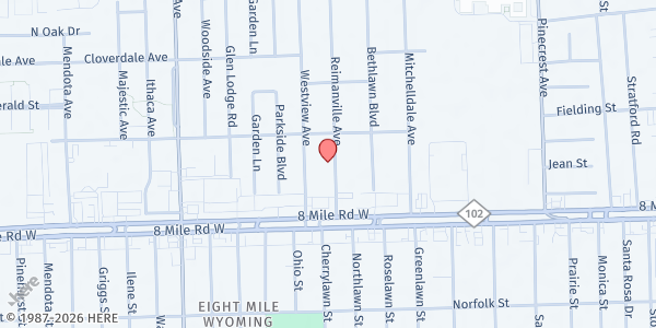 Map showing Zion Community Outreach at 20883 Reimanville Avenue, Ferndale, MI