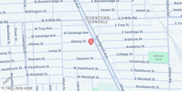 Map showing Zion Lutheran Church Food Pantry at 143 Albany Street, Ferndale, MI