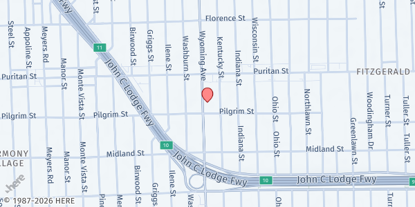 Map showing Beth Eden Baptist Church at 15820 Wyoming Avenue, Fitzgerald/Marygrove, MI