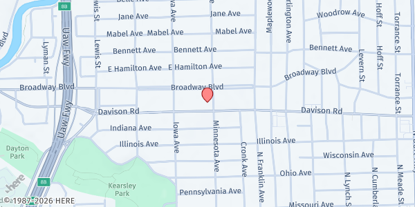 Map showing Asbury United Methodist Church at 1653 Davison Rd., Flint, MI