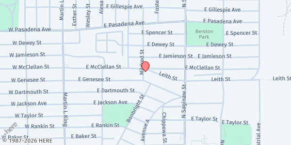 Map showing Bolton & James Neighborhood at 502 Leith St., Flint, MI