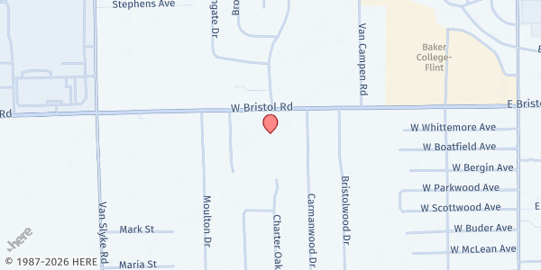 Map showing Bristol Road Church of Christ A Family of Faith at 1315 W Bristol Rd, Flint, MI