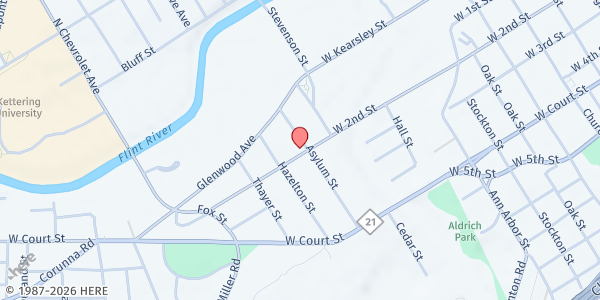 Map showing Church Without Walls at 540 Asylum St., Flint, MI