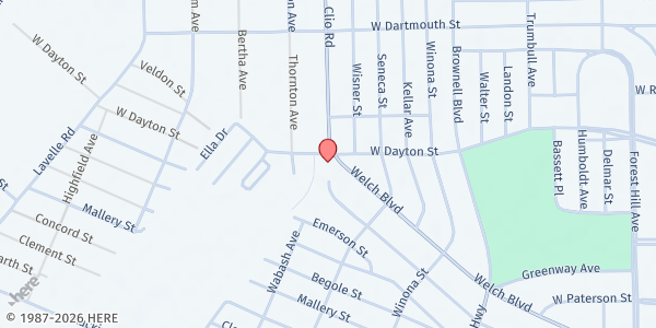 Map showing Genesee County Free Clinic at 2437 Welch Blvd., Flint, MI