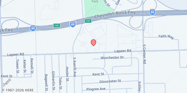 Map showing Grace Emmanuel Baptist at 3501 Lapeer Rd., Flint, MI
