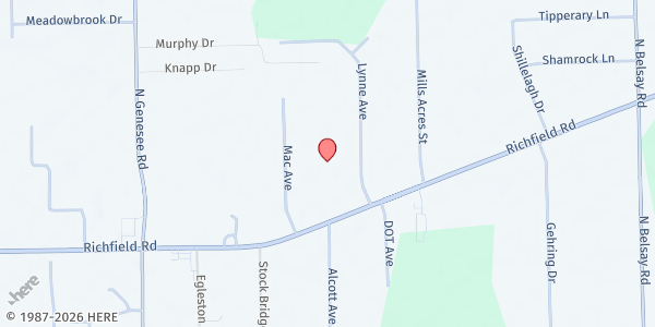 Map showing Holy Rosary Catholic Church at 5199 Richfield Rd., Flint, MI