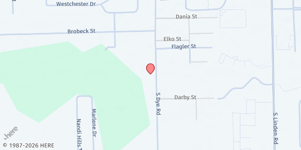 Map showing Little Lambs Compassionate Ministries at 2270 S. Dye Rd., Flint, MI