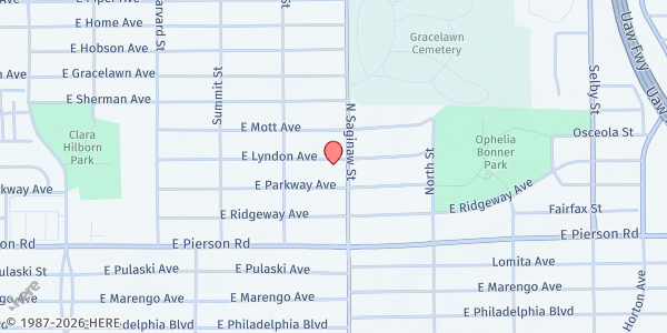 Map showing Masters Touch at G-5443 N. Saginaw, Flint, MI