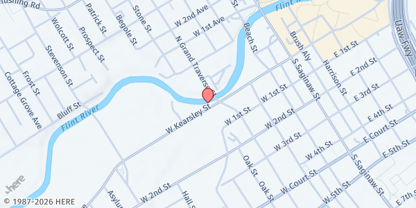 Map showing My Brothers Keeper of Gen. City at 101 N. Grand Traverse, Flint, MI