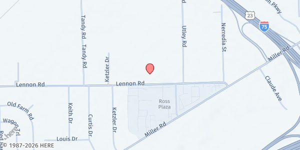 Map showing New Creation Church of God at G-3472 Lennon Rd., Flint, MI