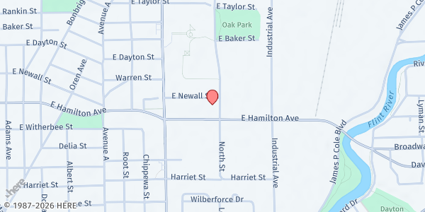 Map showing New Paths, Inc. at 765 E. Hamilton, Flint, MI