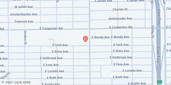 Map showing Our Savior Lutheran Church at 6901 N. Saginaw St., Flint, MI