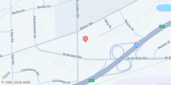 Map showing Risen Grace Church at 3487 S. Linden Rd, Flint, MI